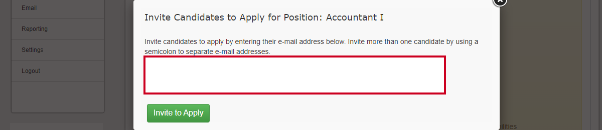 email addresses input box